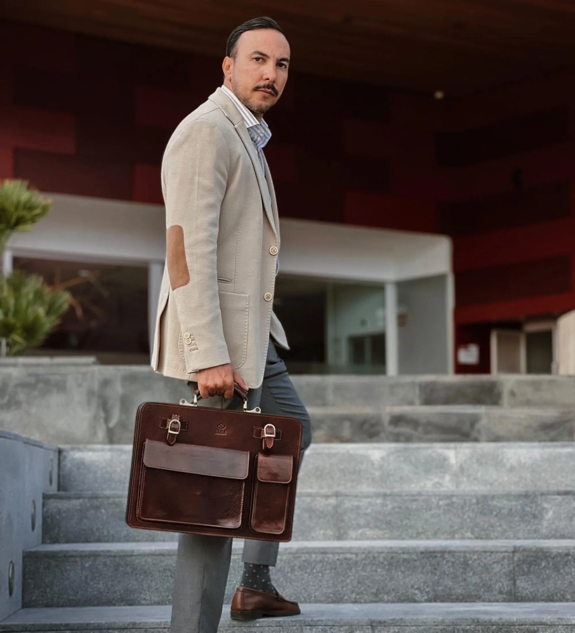 Full Grain Italian Leather Satchel Work Bag - The Prophet