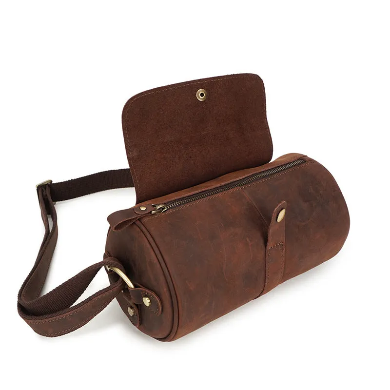 Full Grain Leather Drum Bags, Shoulder Bags, Travelling Bag With Strap, Anniversary Gift YD-001