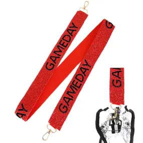 Game Day Seed Beaded Crossbody Shoulder Bag Strap | Red Black