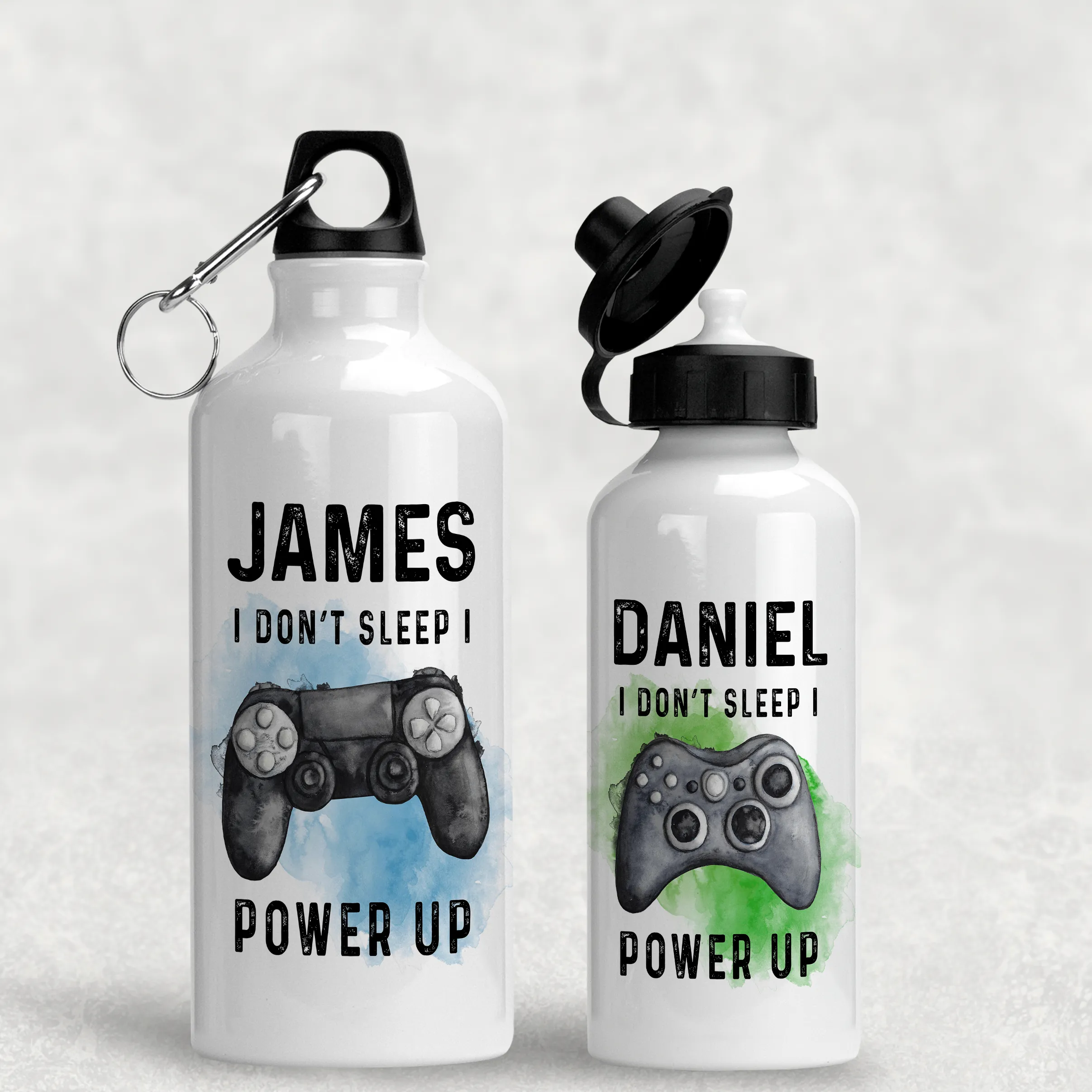 Gamer Personalised Water Bottle I Don't Sleep I Power Up - 400/600ml