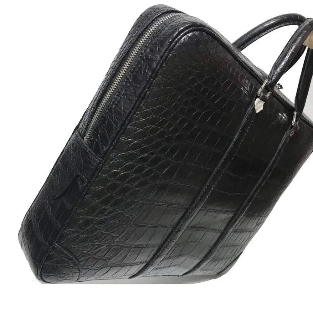 Genuine Crocodile Leather Luxury Briefcase Black Large