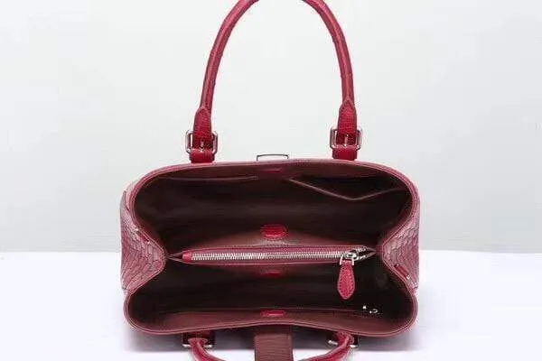 Genuine Crocodile  Leather Top Handle Tote With Crossbody Strap Wine Red