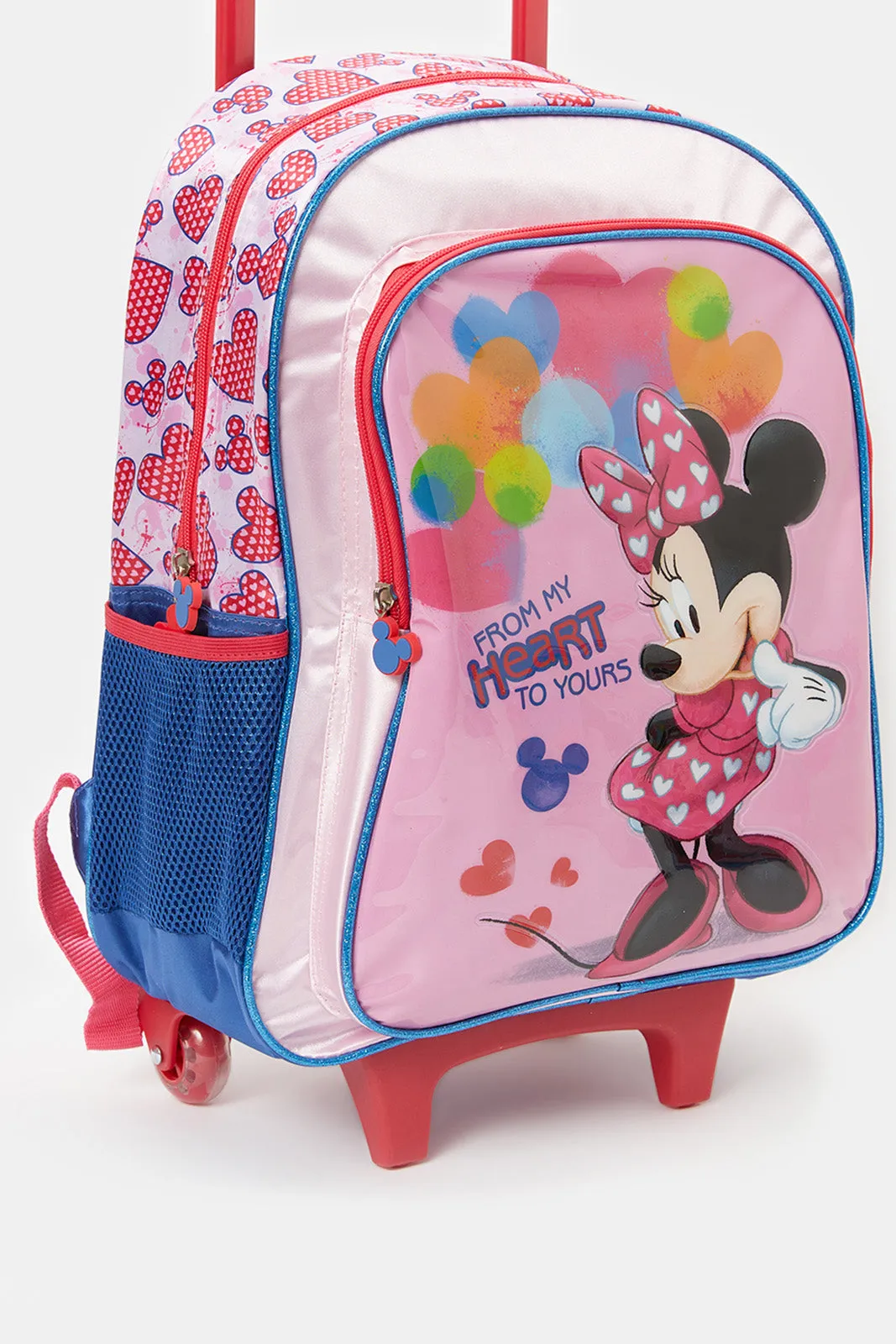 Girls Pink Minnie Mouse Print Trolley (5 Piece)