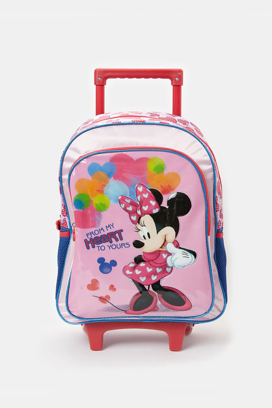 Girls Pink Minnie Mouse Print Trolley (5 Piece)