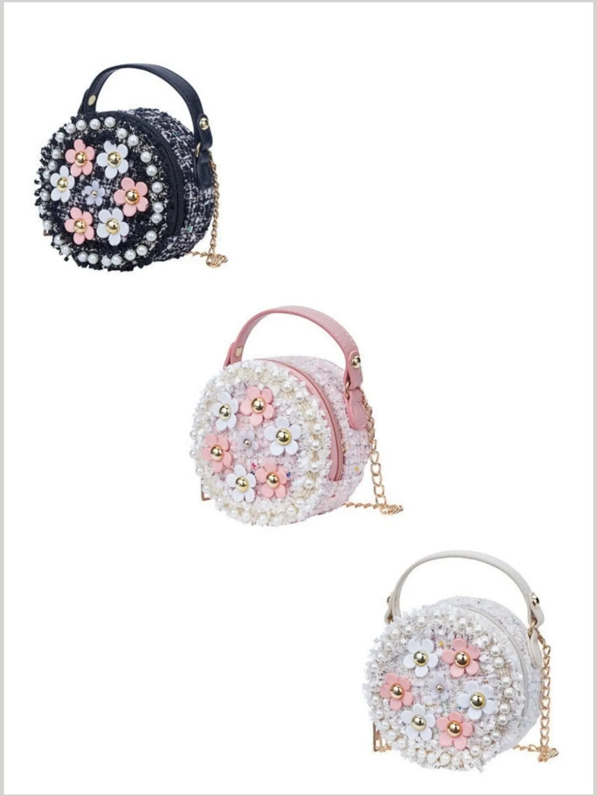 Girls Round and Round We Go Floral Crossbody Handbag