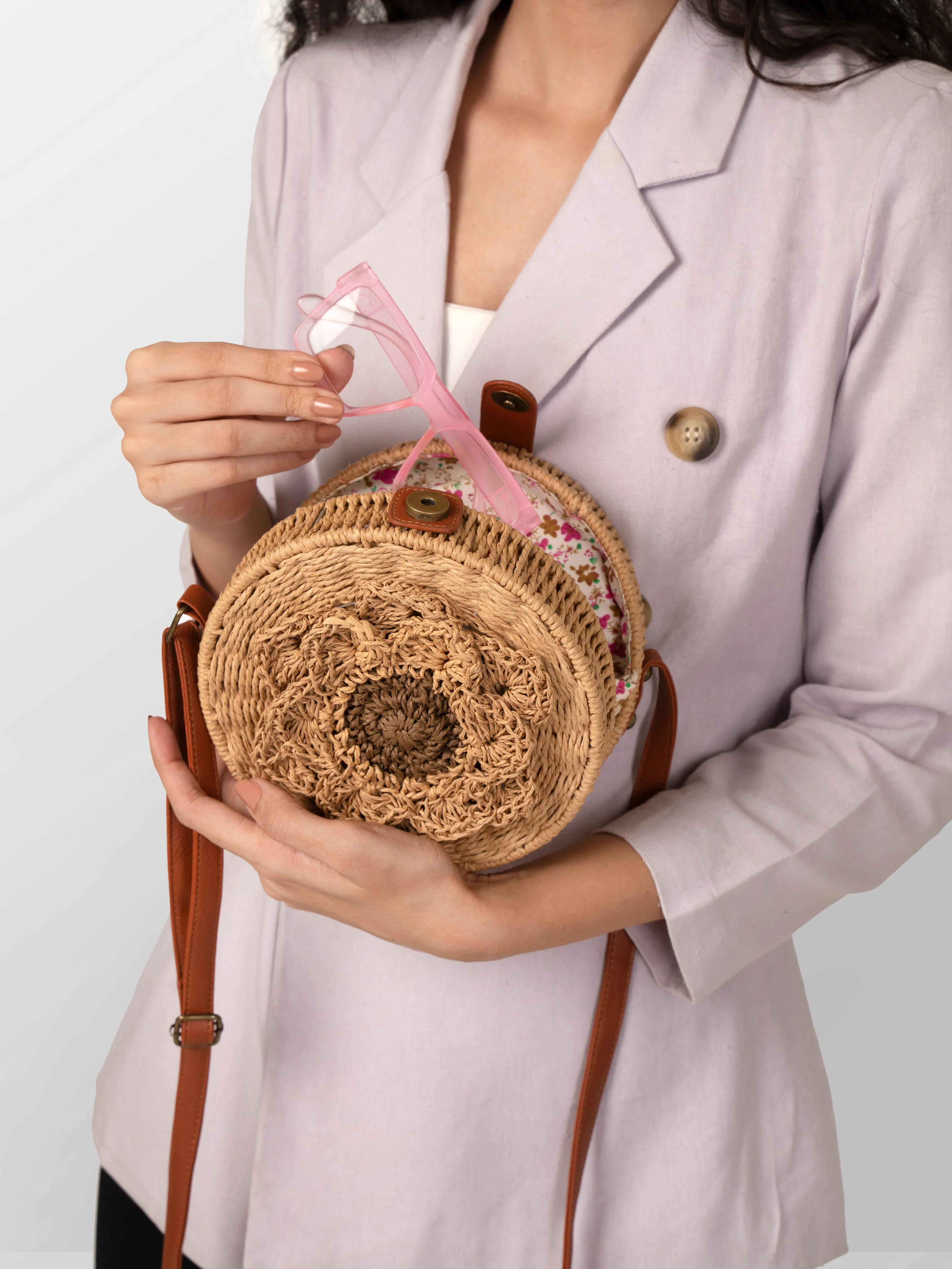 Golden jute women outing bag