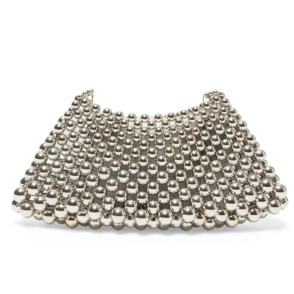 Hallie Evening Bag in Silver Metallic Bead