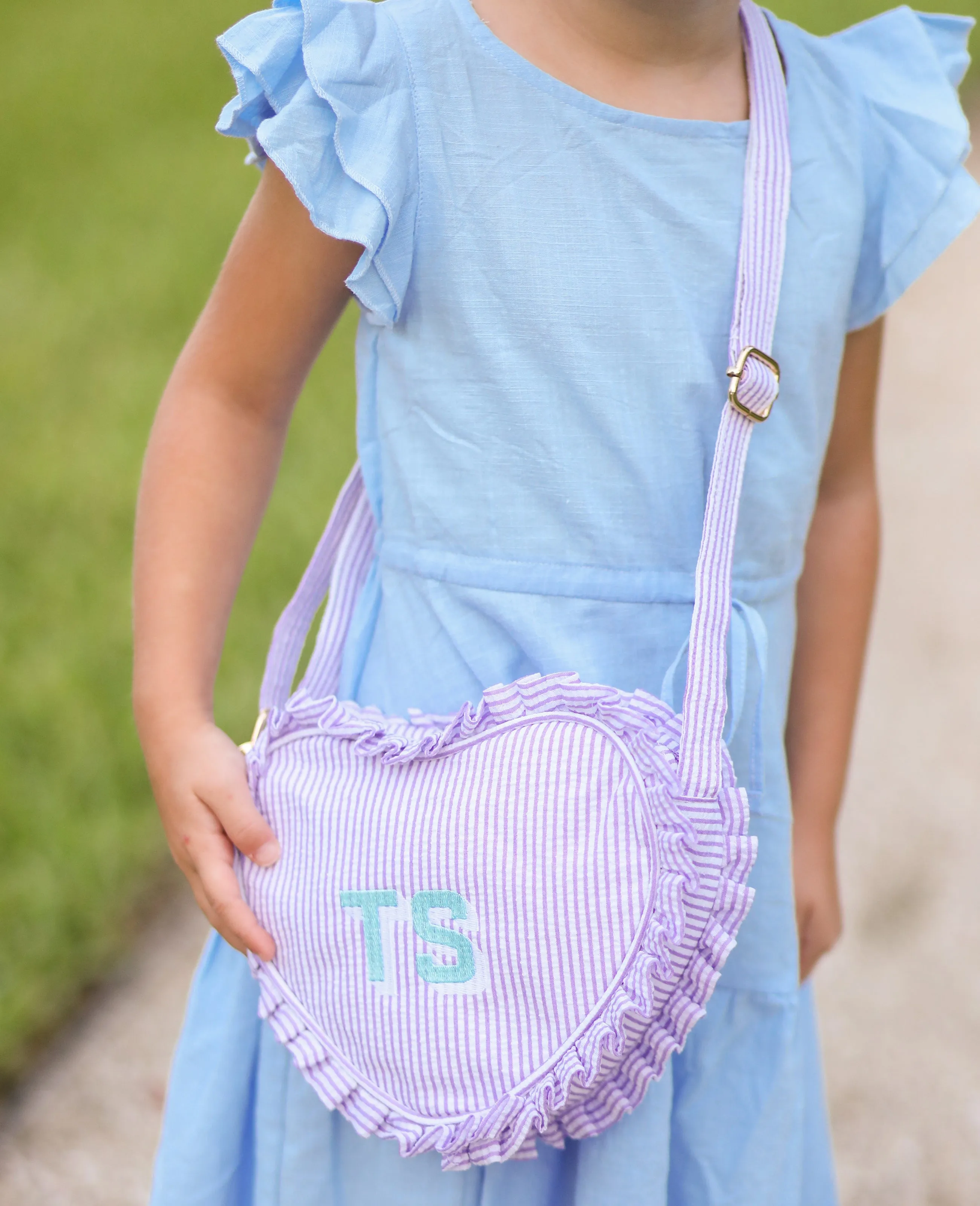 Heart Purse- Seersucker Lavender