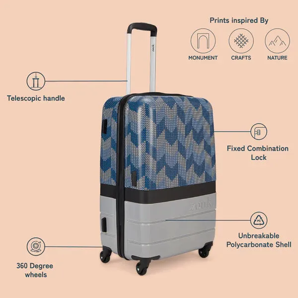 Himachal Chevron Grey Raahi Trolley Bag Combo