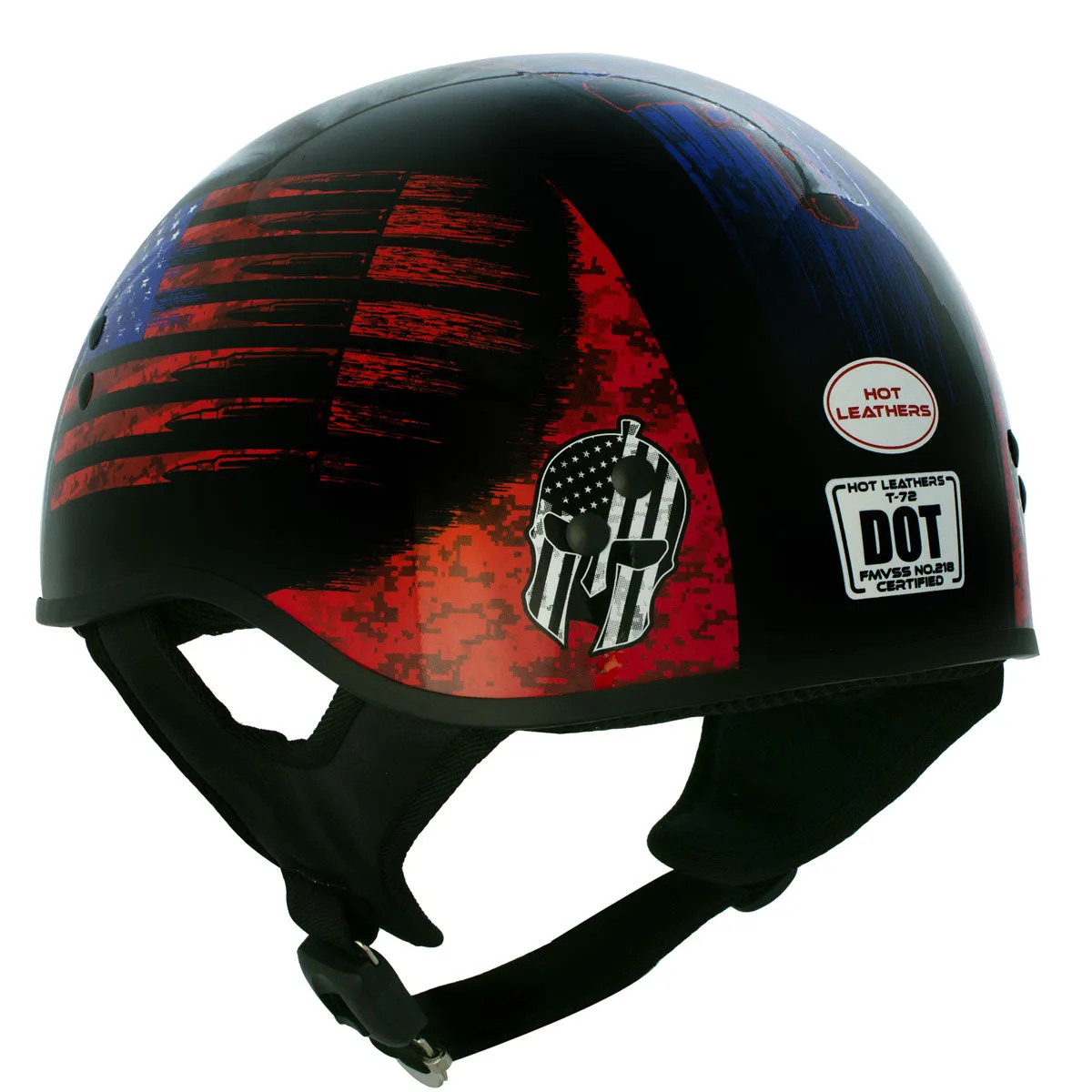 Hot Leathers HLD1044 Gloss Black 'Colored Warrior Bullet' Advanced DOT