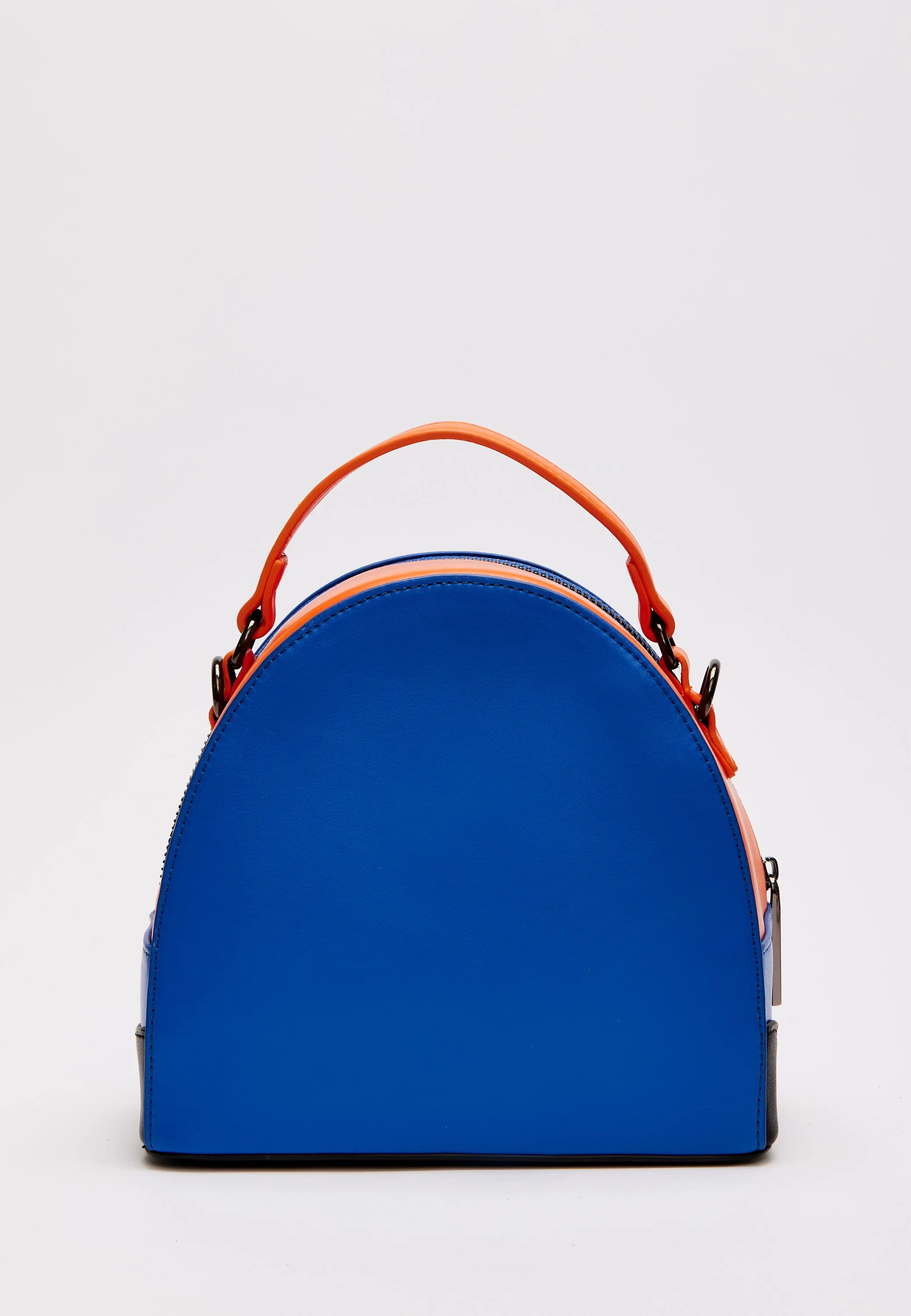 House Of Holland Cross Body Bag In Royal Blue, Orange And Black With Printed Logo