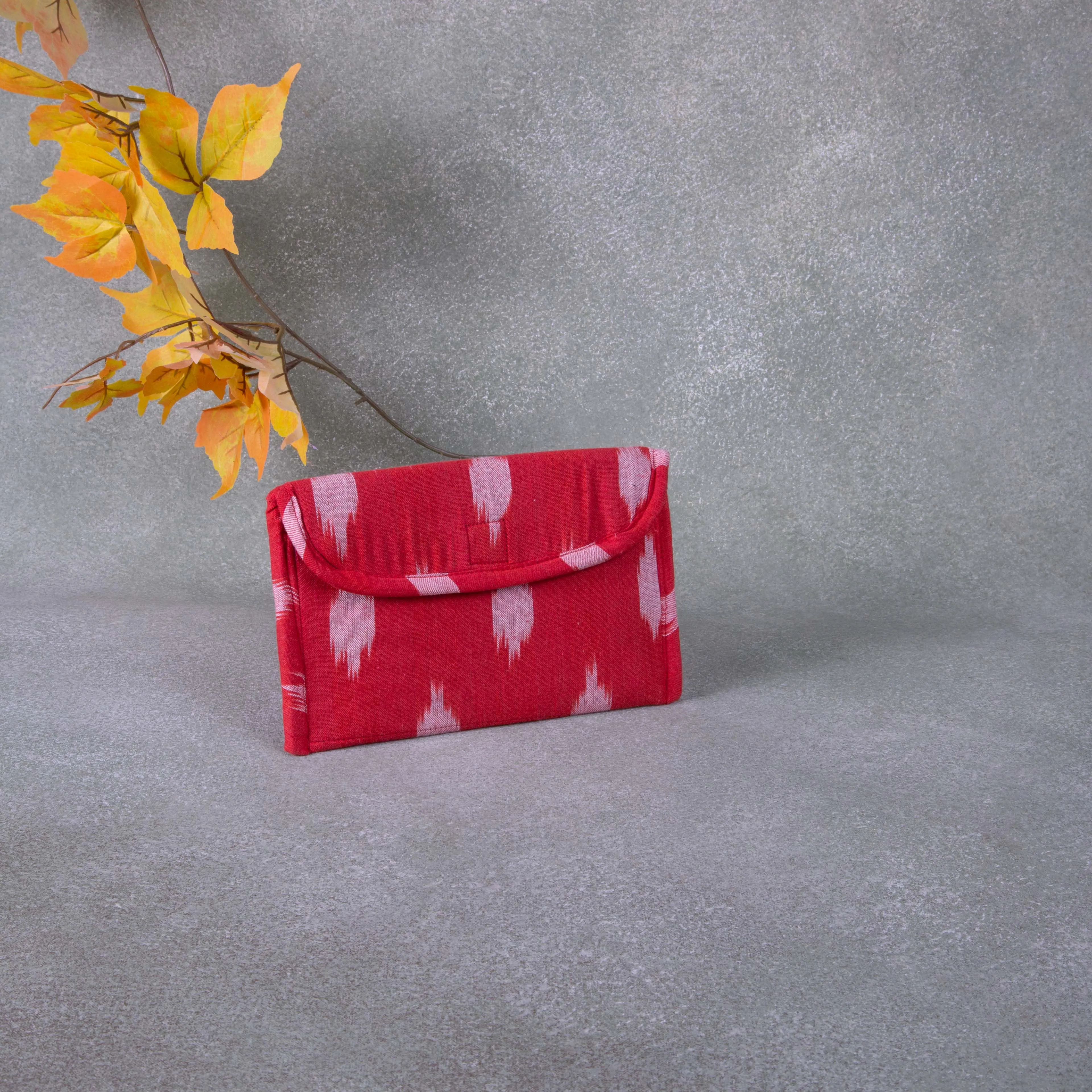 Ikat Clutch Red Big White