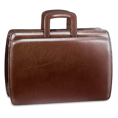 Jack Georges Elements Slim Leather Briefcase #4202-Cognac