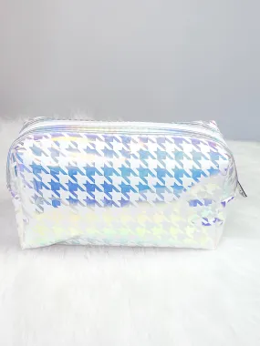 Julie - Iridescent Houndstooth Zipper Pouch