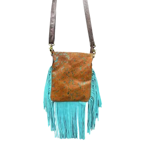 Klassy Cowgirl Turquoise and Brown Hair On Crossbody Bag 77022