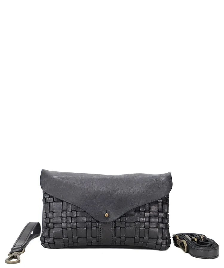 Kompanero Nikita Black Leather Shoulder/Crossbody Bag