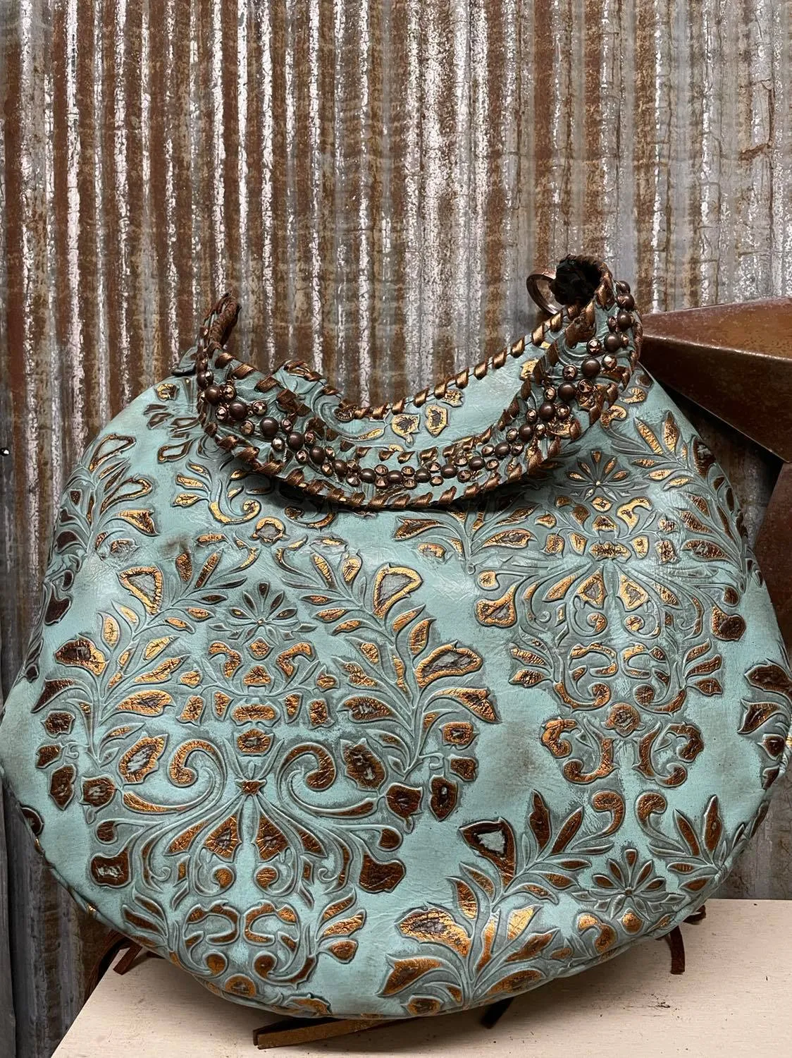 KurtMen Turquoise and Cheetah Cookie Hand Bag