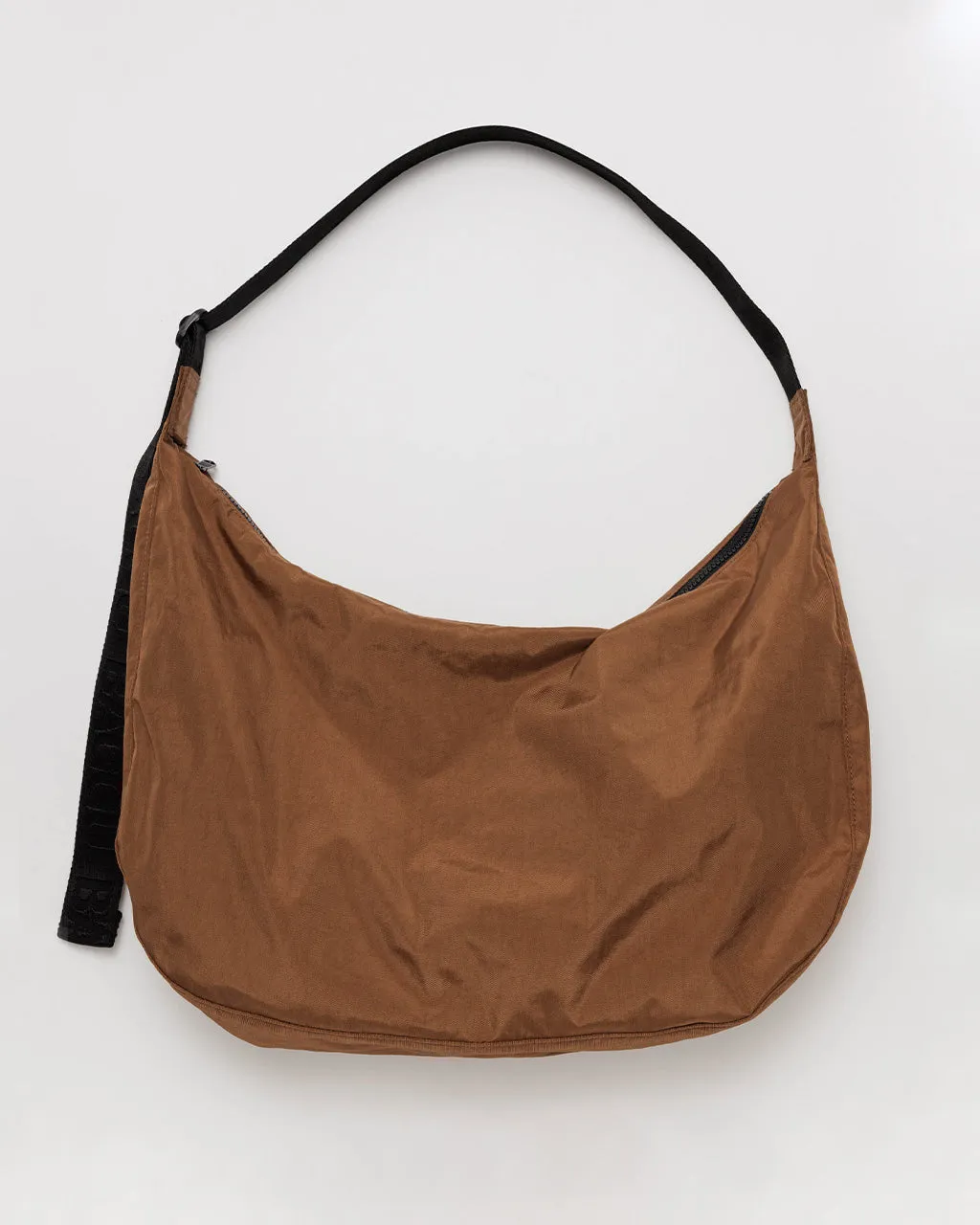 Large Nylon Crescent Bag - Brown