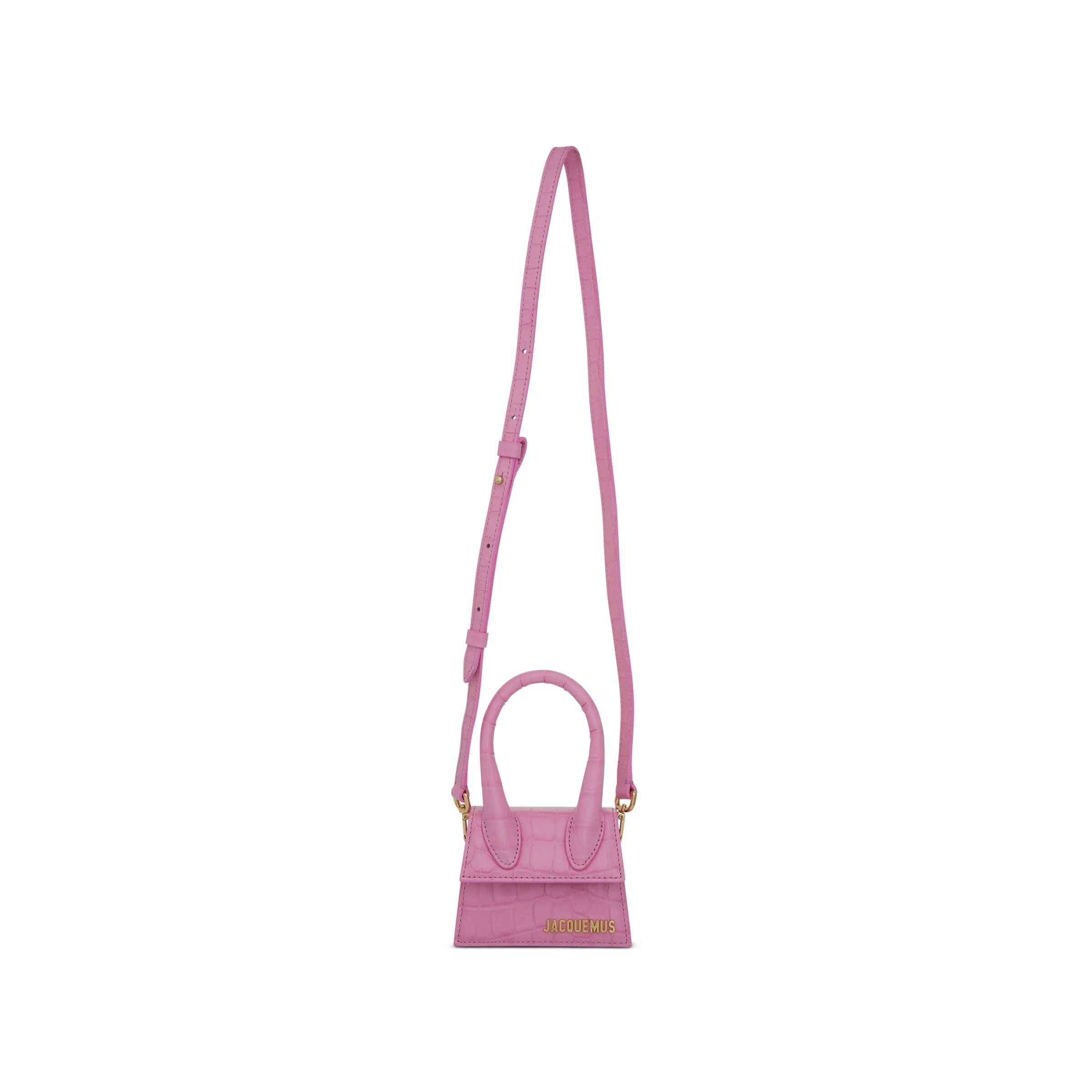 Le Chiquito Mini Croc Embossed Leather Bag in Pink