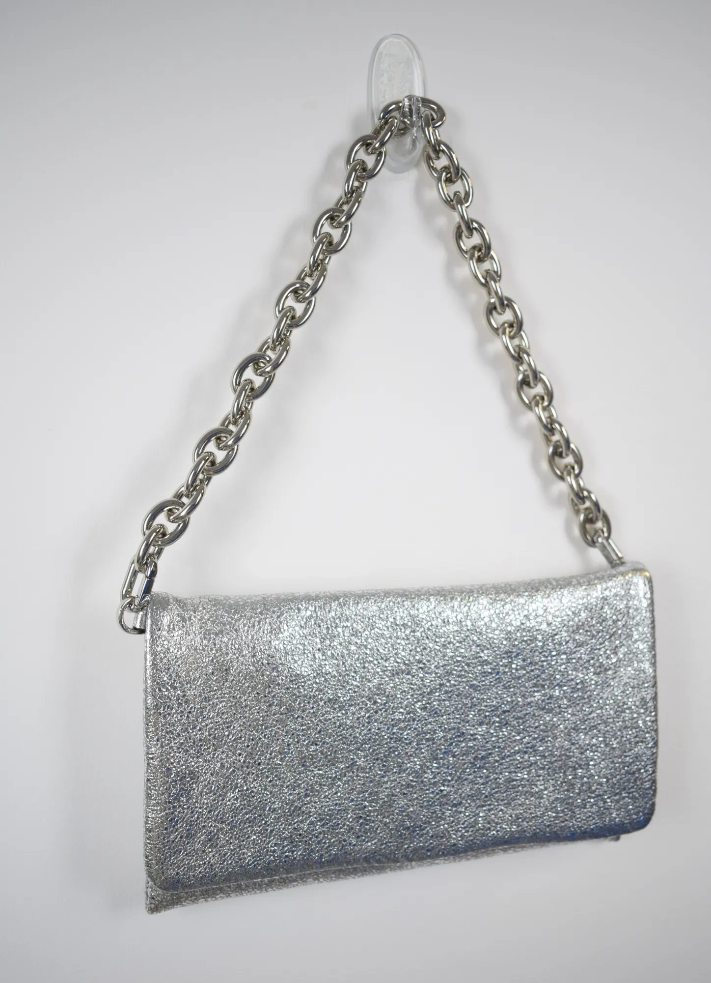 Leather Clutch Silver