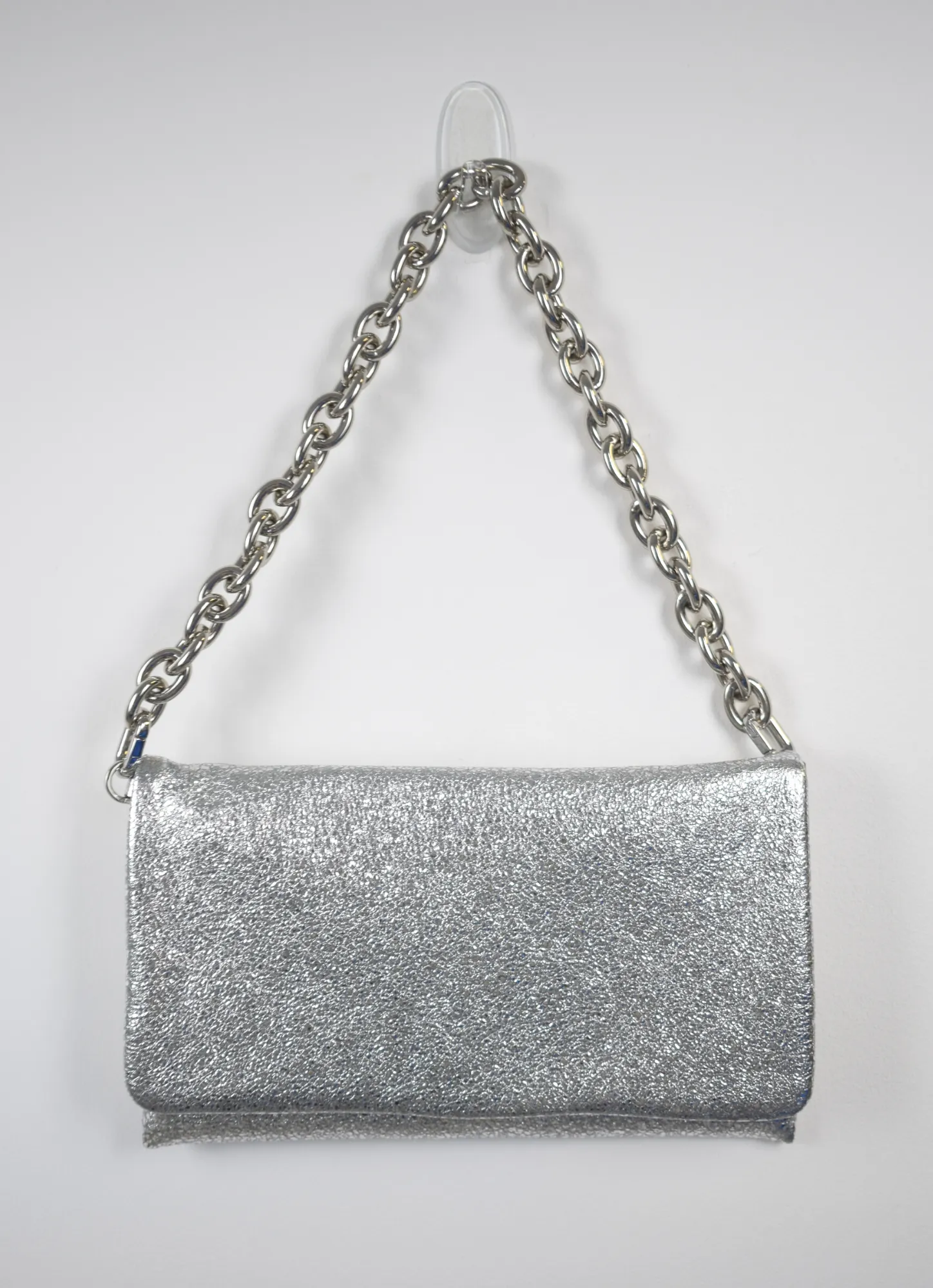 Leather Clutch Silver