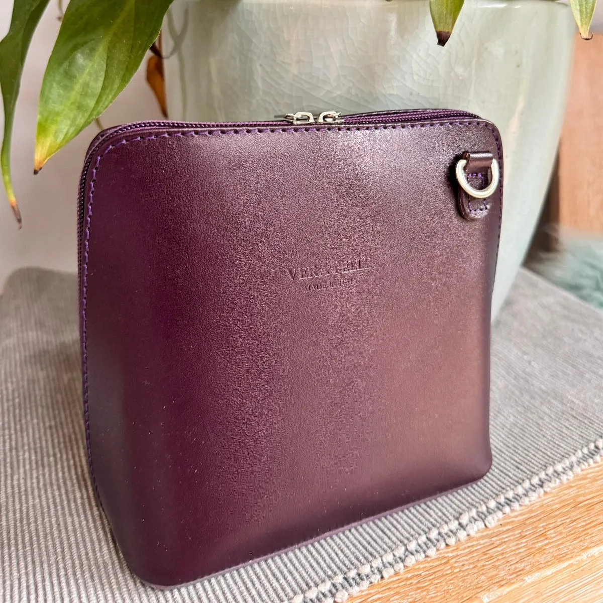 Leather Ladies Small Cross Body PS14 In Purples