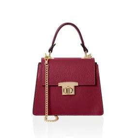 Leather Top Handle Mini Bag Dark Red