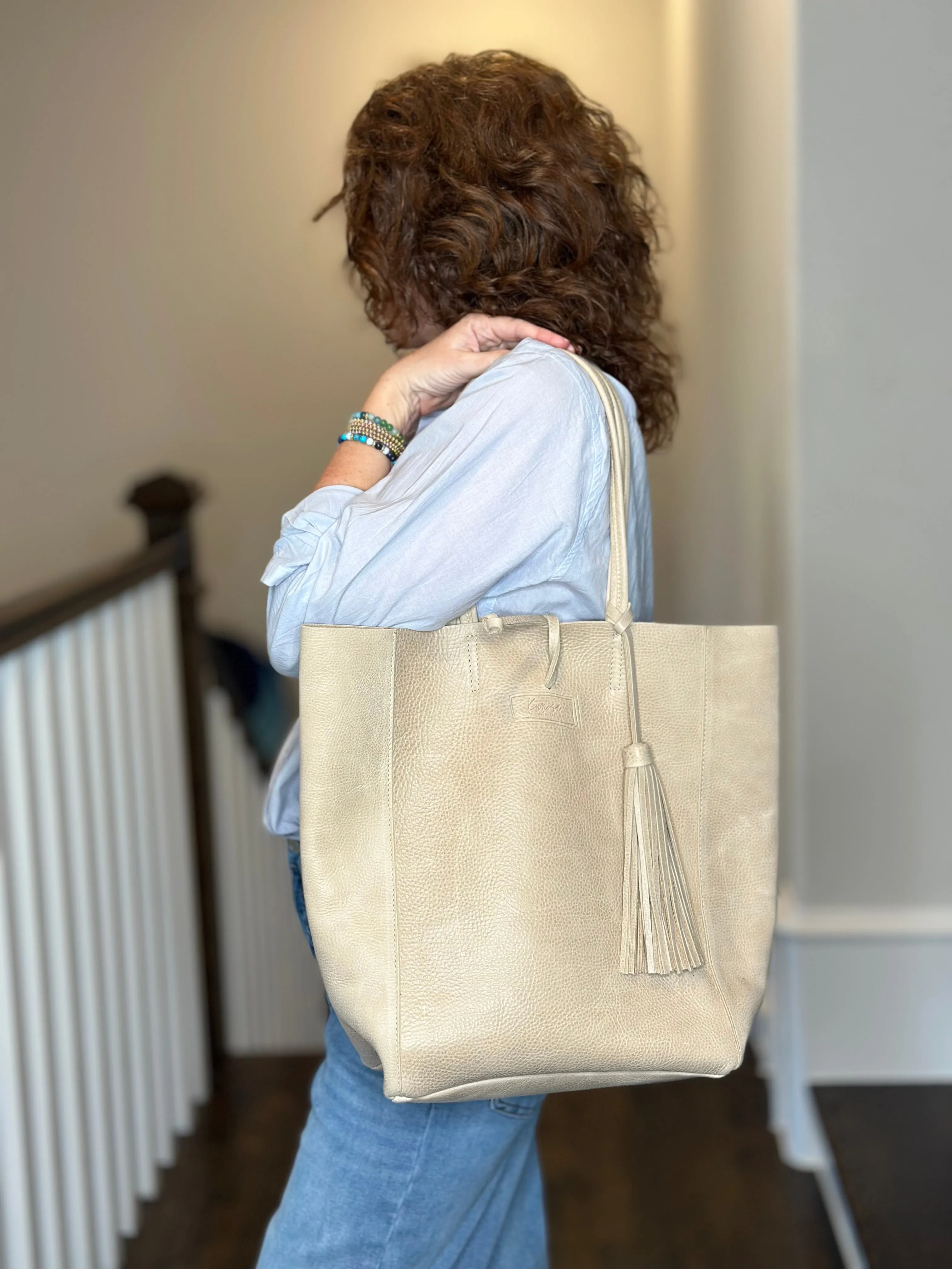 Leather Tote w/ Tassel