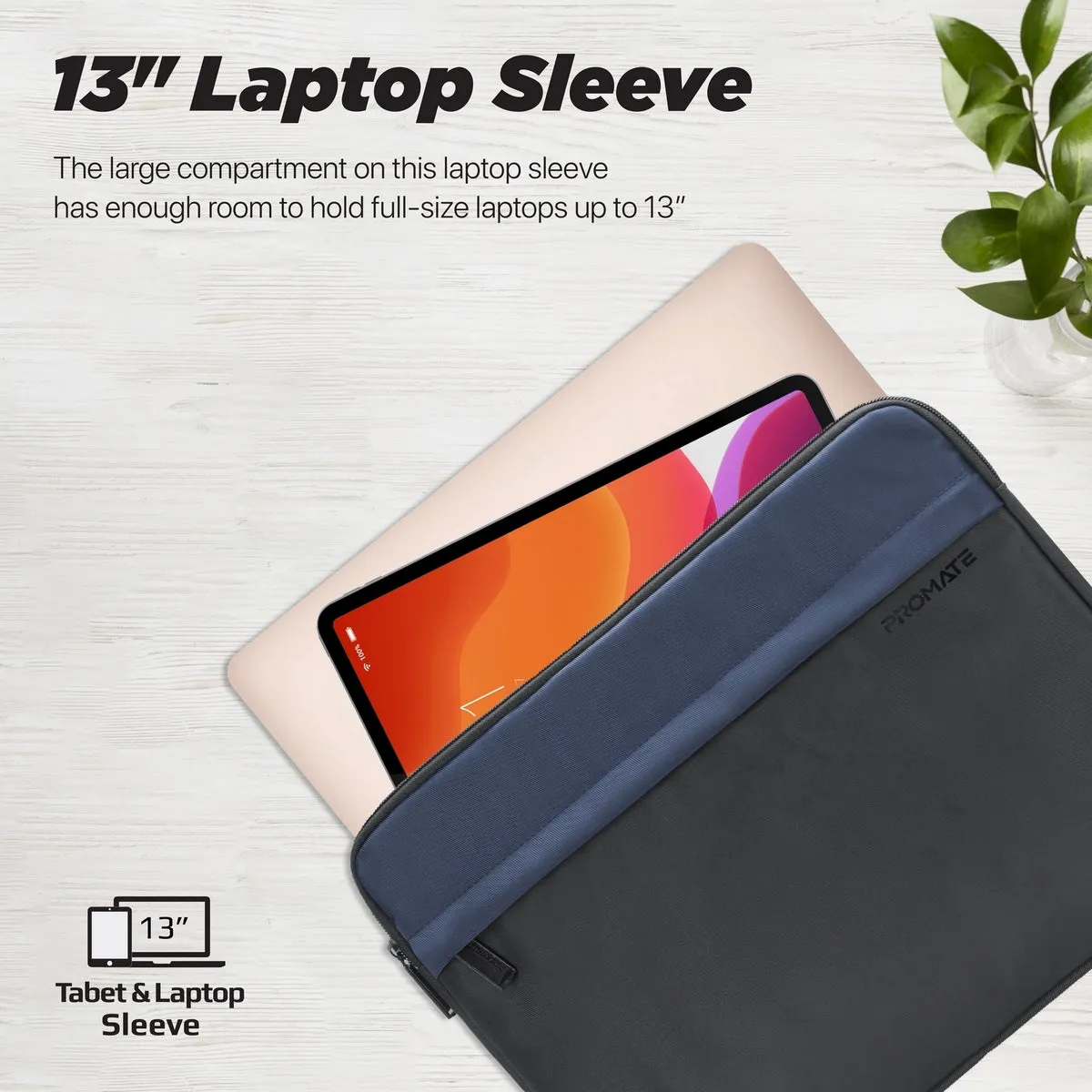 Lightweight 13" Tablet Sleeve with Front Storage Zipper