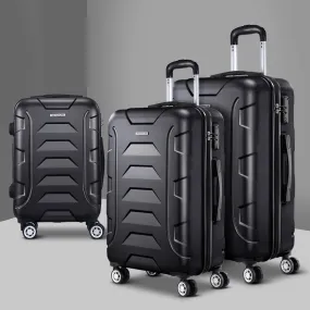 Lightweight 3pc TSA Hard-Shell Luggage Set, Black | Wanderlite