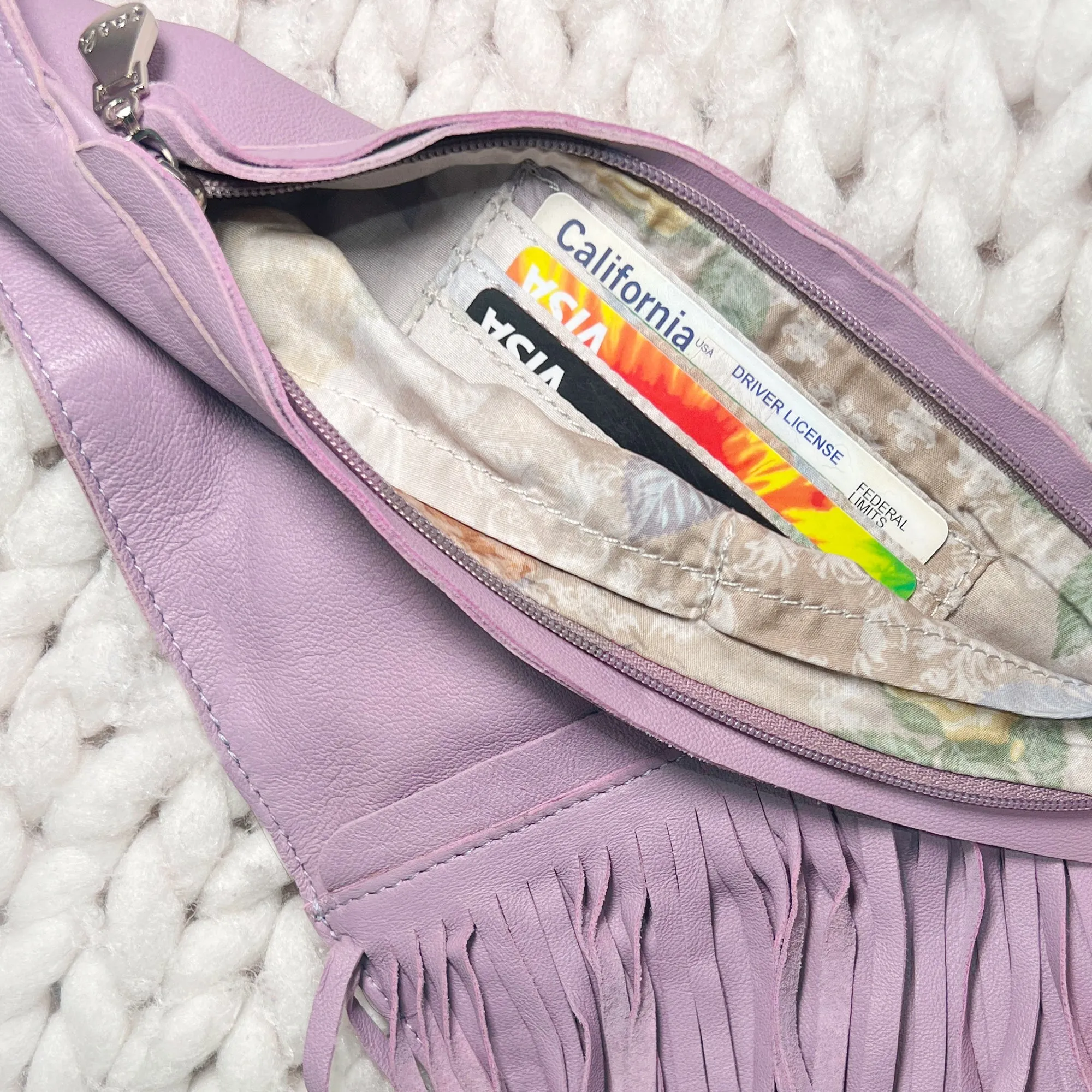 (LIVE) Lavender Sunset Fringe Leather Sash Bag