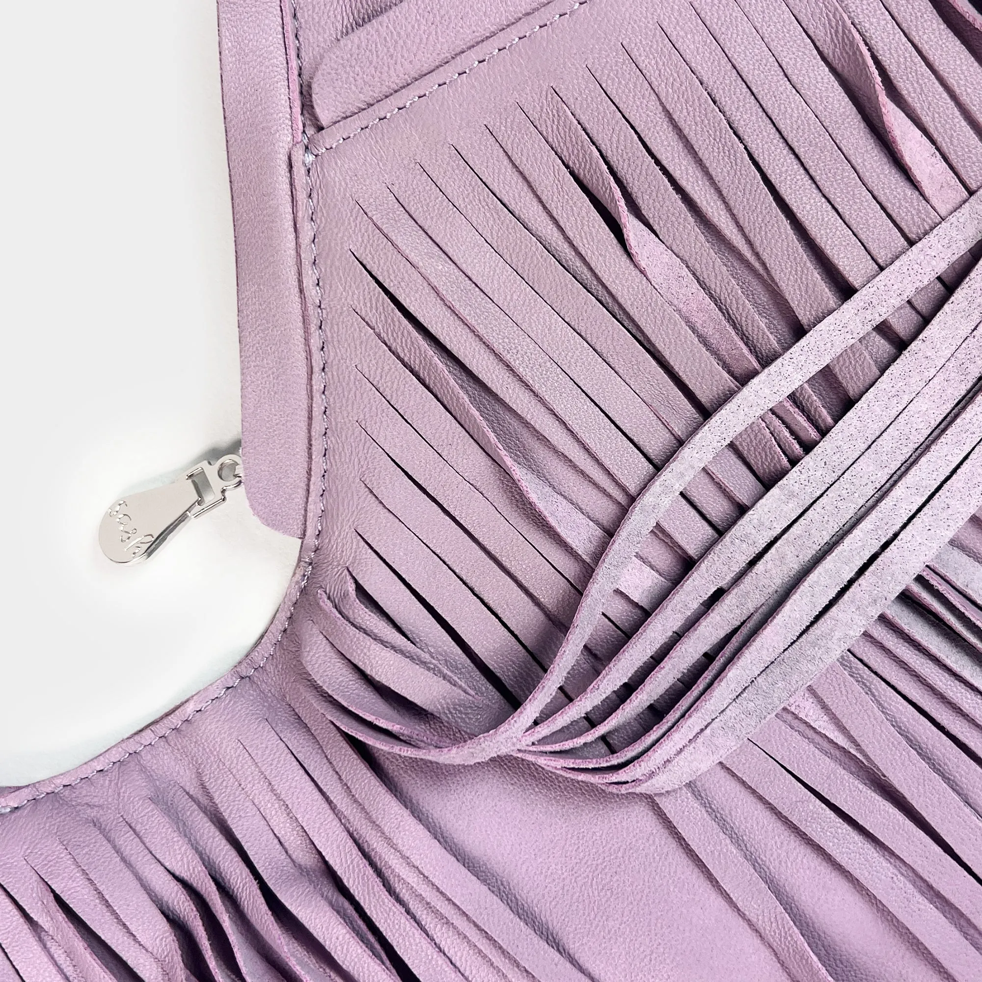 (LIVE) Lavender Sunset Fringe Leather Sash Bag