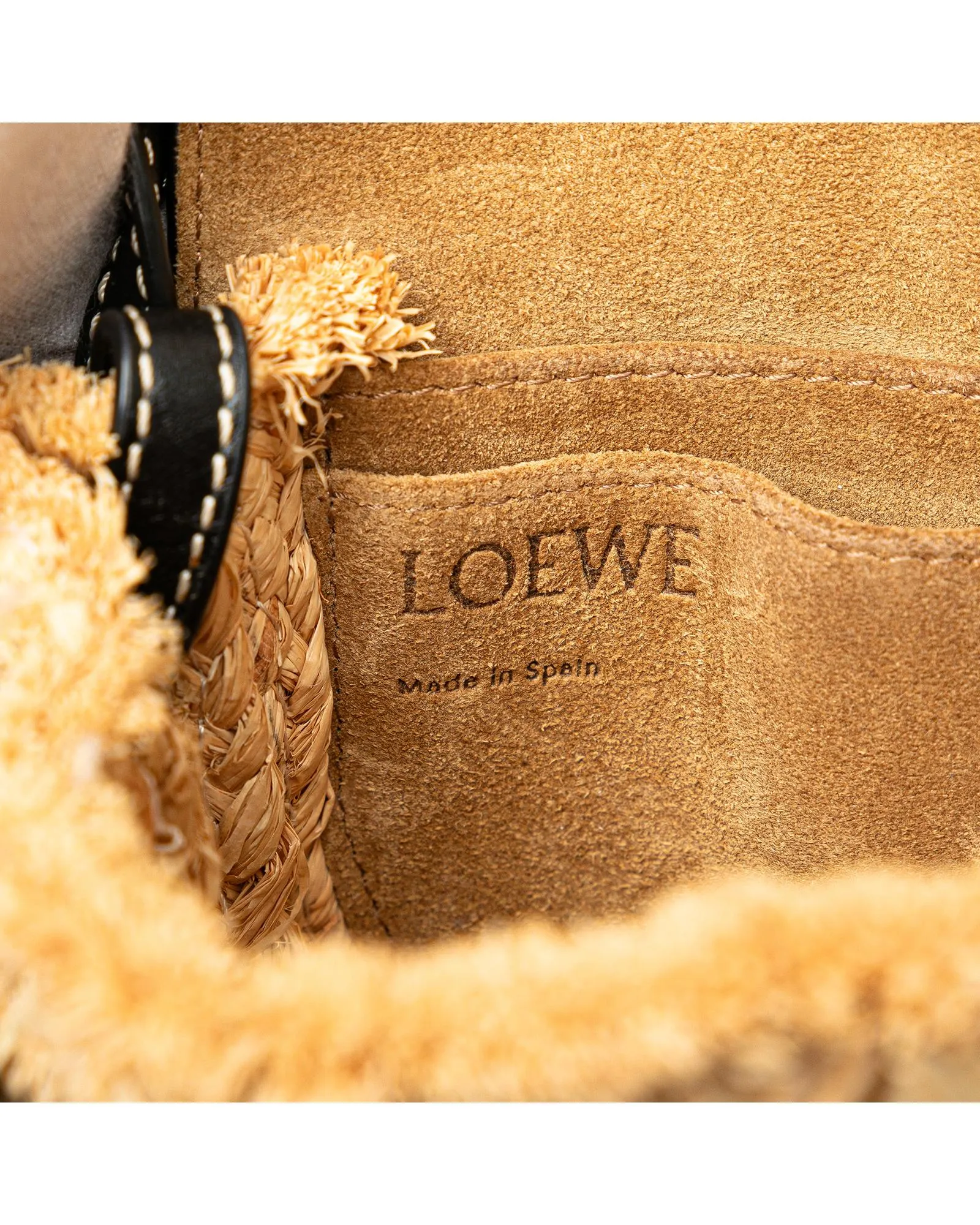 LOEWE Gate Mini Raffia Crossbody Bag - Black