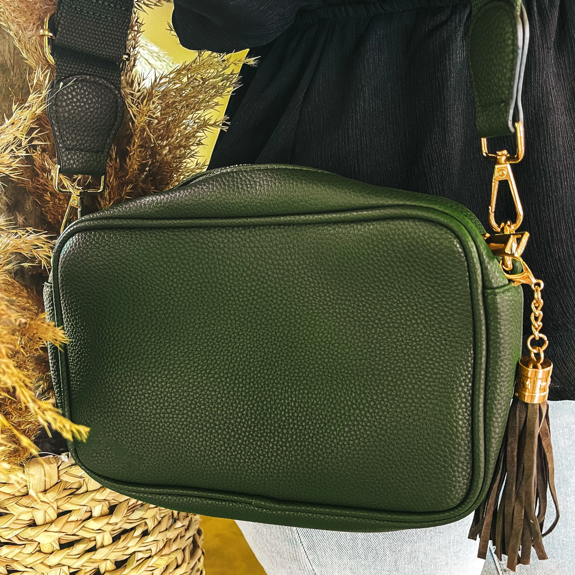 Lovin' Life Small Rectangle Crossbody Purse in Olive Green