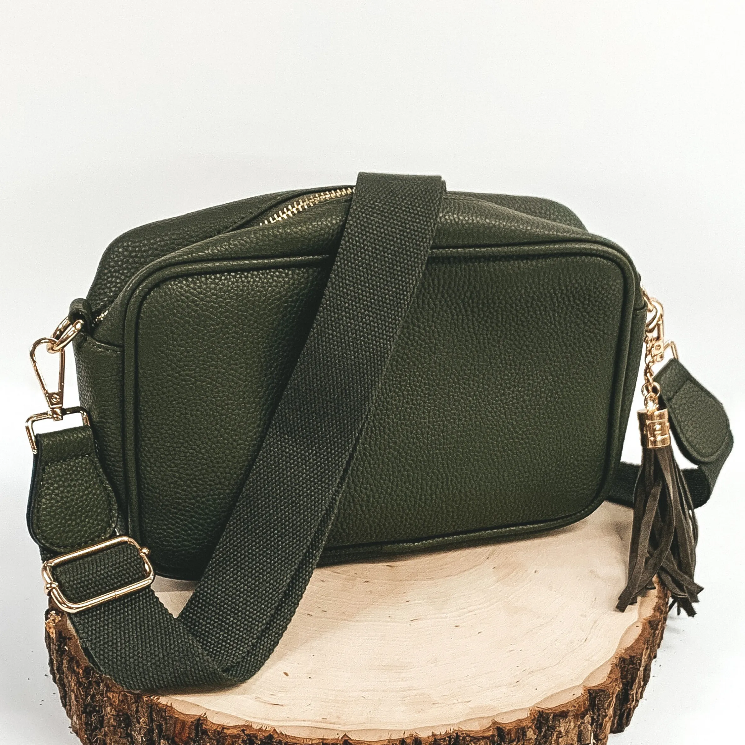 Lovin' Life Small Rectangle Crossbody Purse in Olive Green