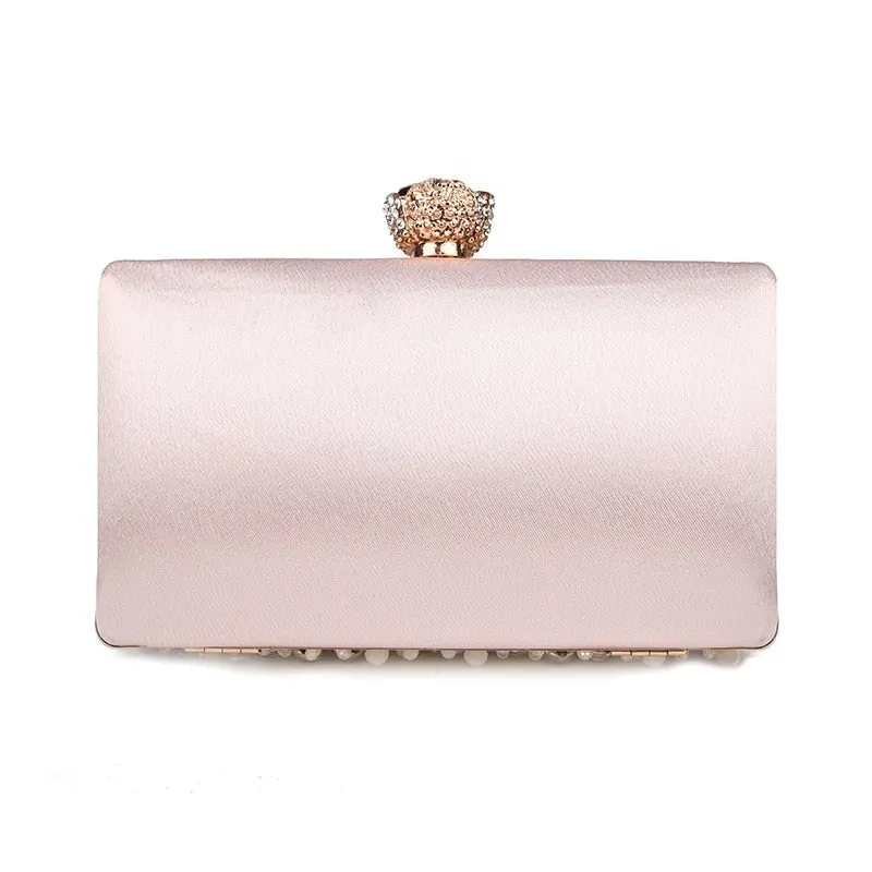 Luxy Moon Rhinestone Evening Bags Diamond Clutches Wedding Handbags Pink