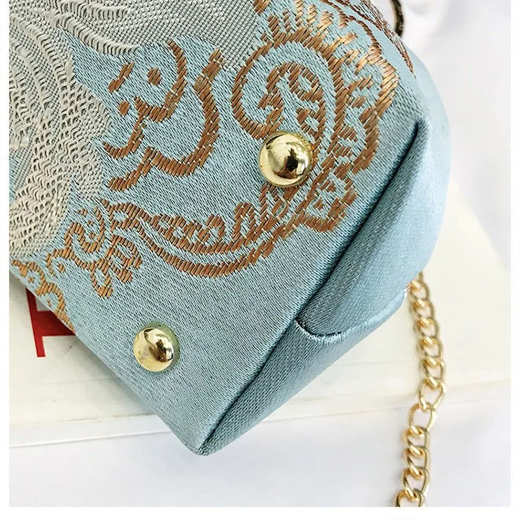 Luxy Moon Stylish Hand Clutch Bag with Flower Embroidery