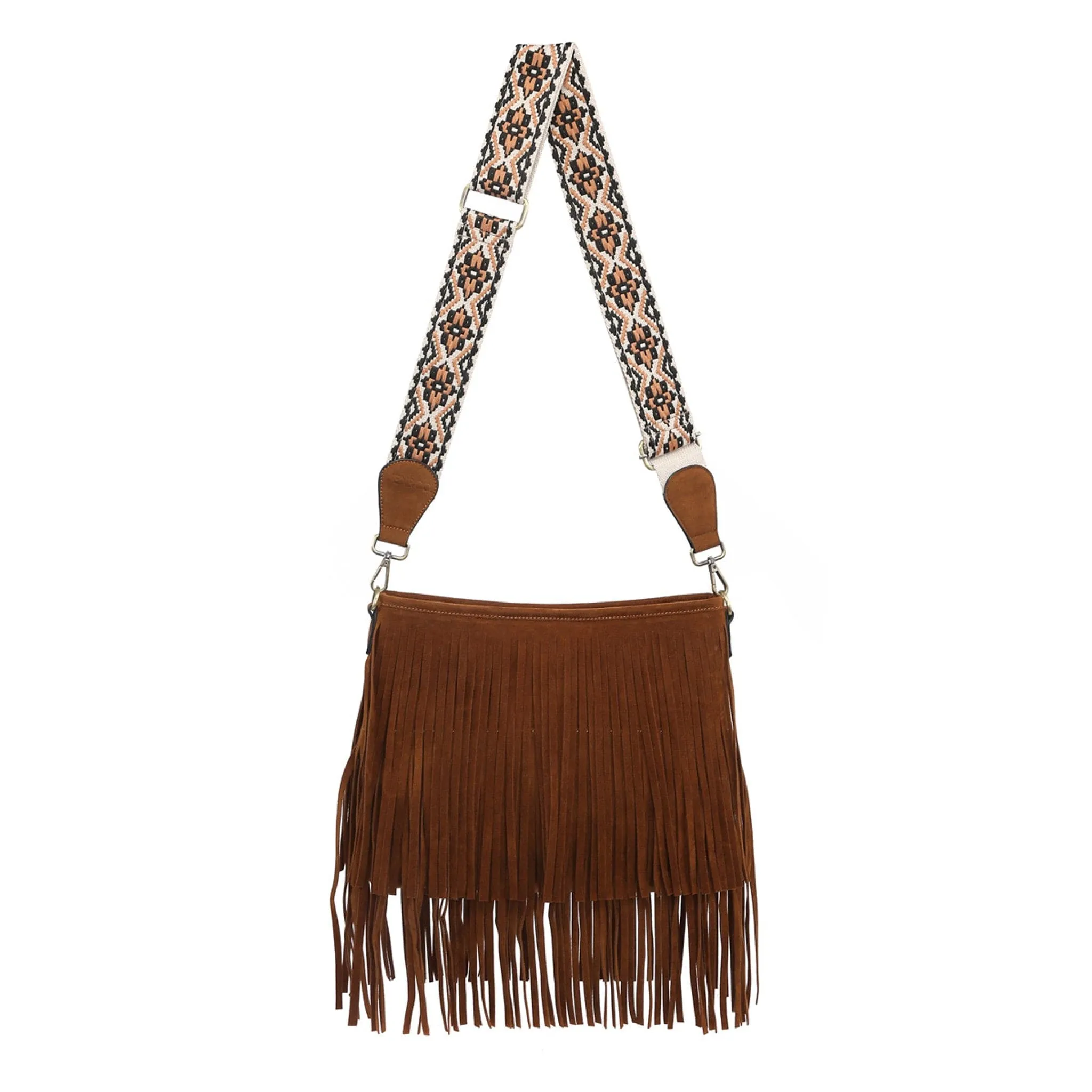 M2045 Sadie Vegan Suede Fringe Crossbody w/ Guitar Strap