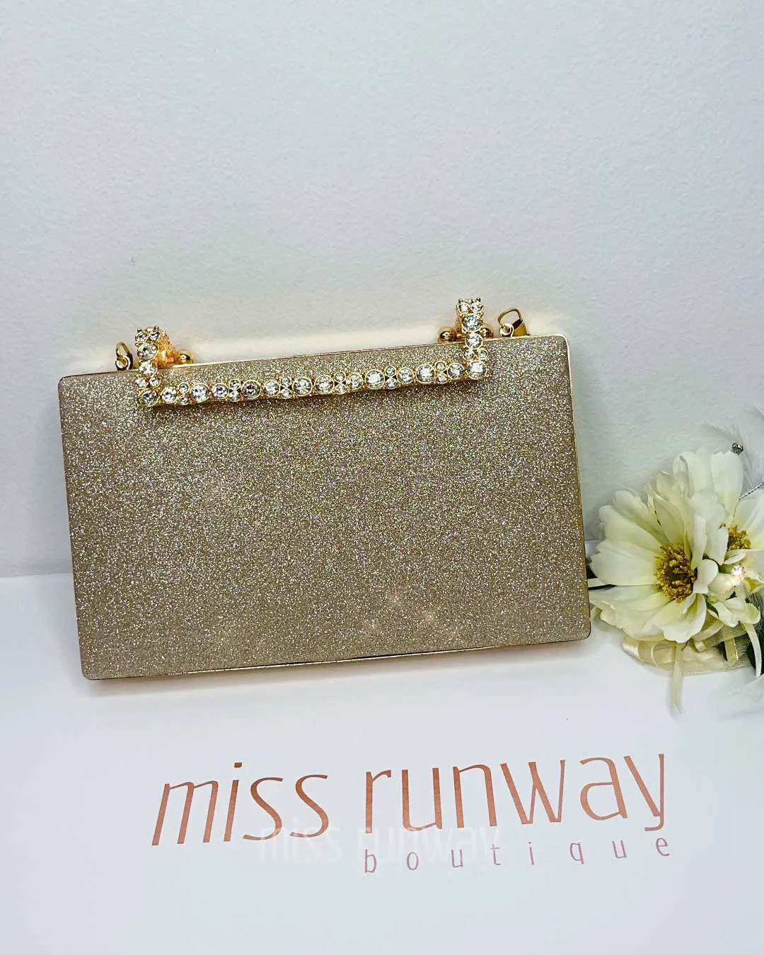 Mandy Glitter Clutch - Gold