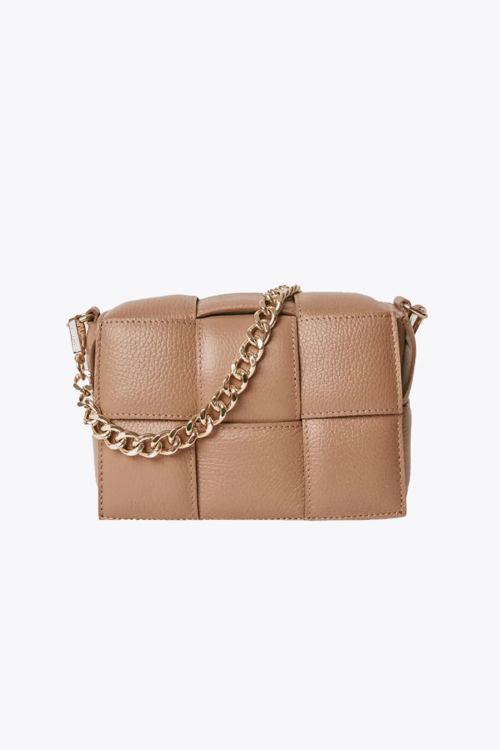 Margot Leather Woven Bag - Light Tan