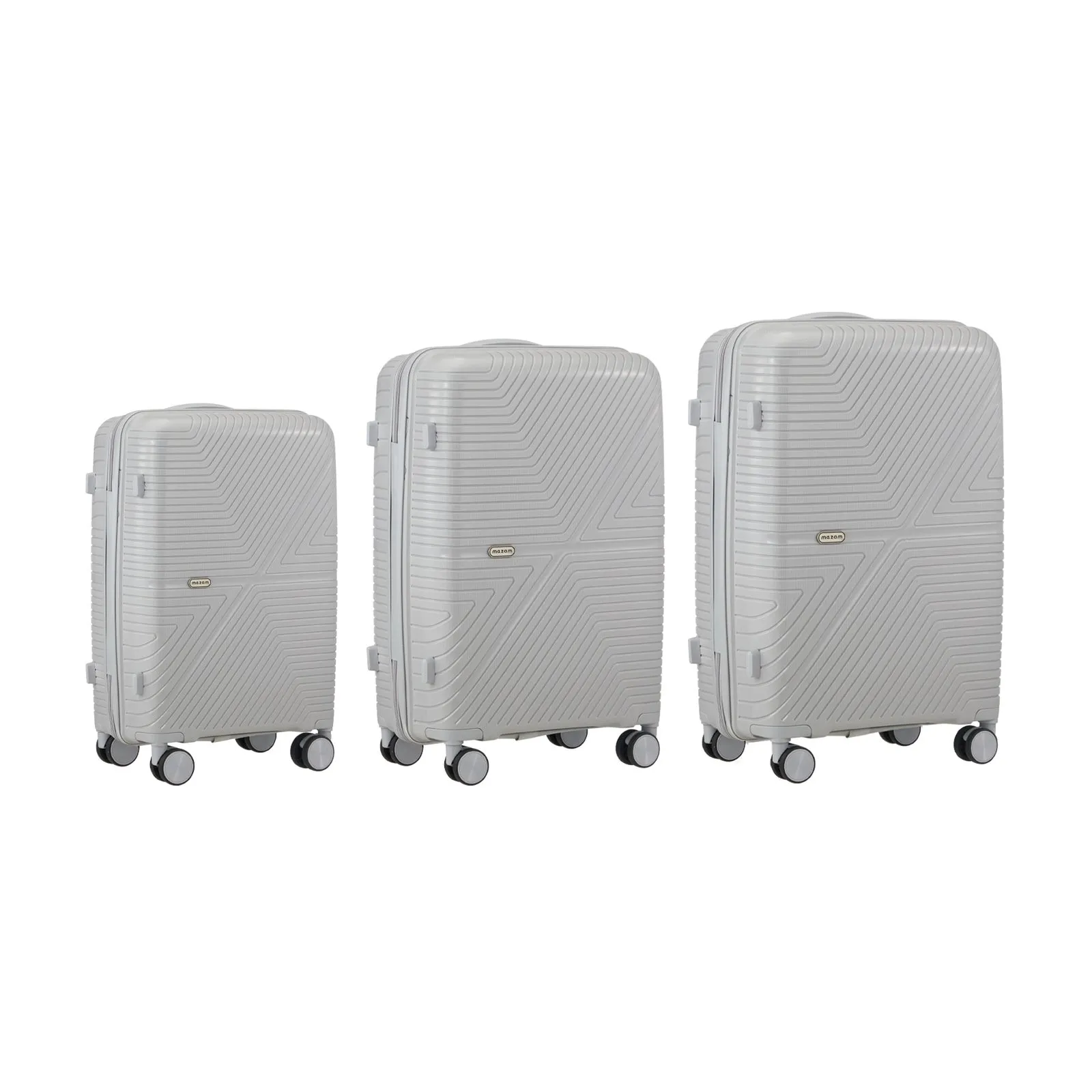 Mazam 3PCS Luggage Suitcase Trolley Set Travel Grey PP Case TSA Lock Storage