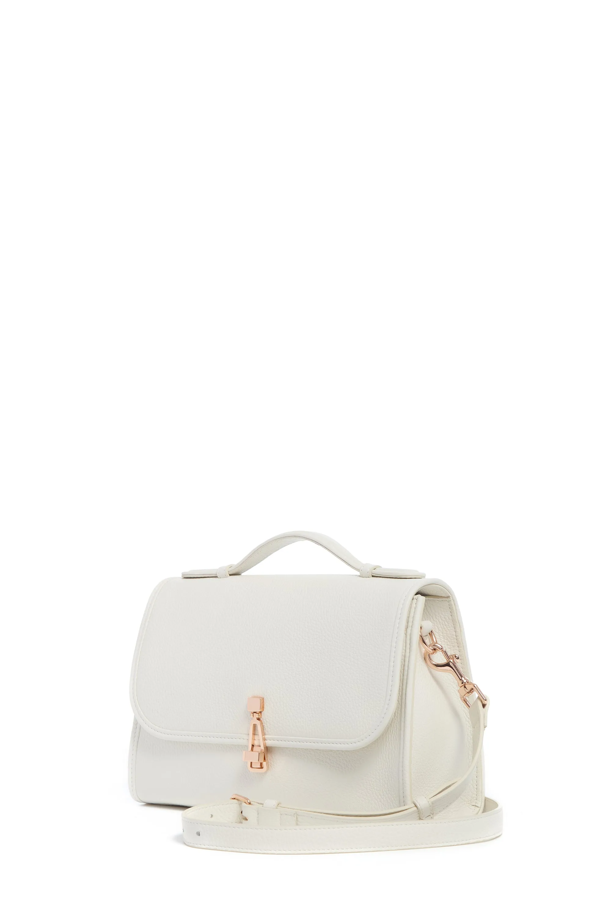 Medium Leonora Flap Bag in Ivory Textured Leather