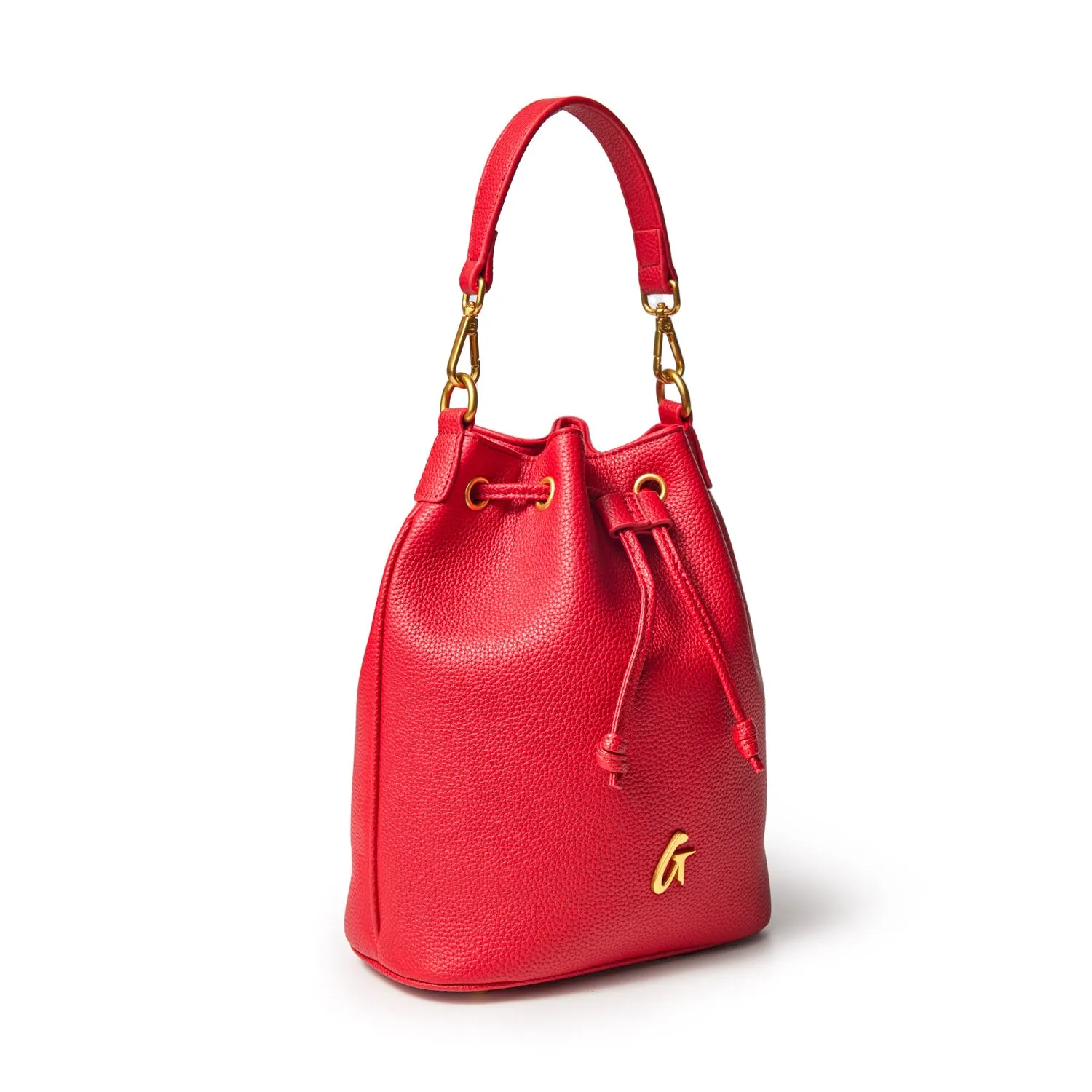 MEDIUM PEBBLE BUCKET BAG - RED