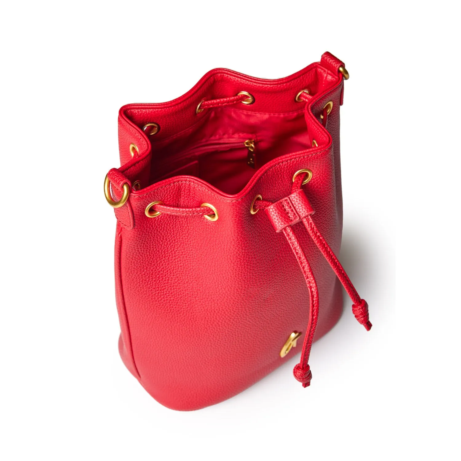 MEDIUM PEBBLE BUCKET BAG - RED