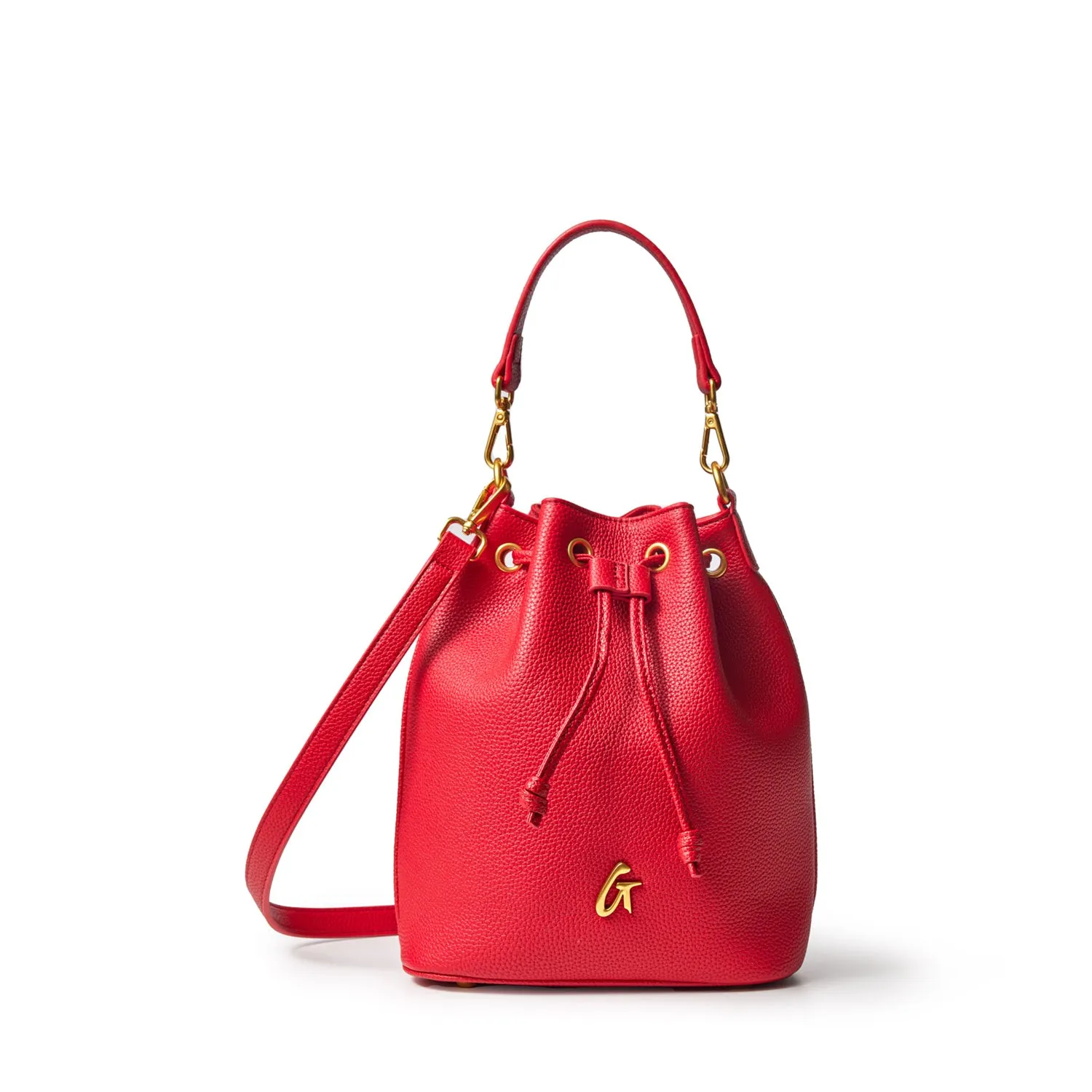 MEDIUM PEBBLE BUCKET BAG - RED