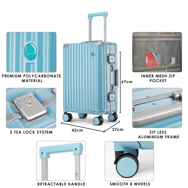 Medium: Polycarbonate Hard Case Suitcase with TSA Locks | Eight Wheels | 26 inch | Blush Pink