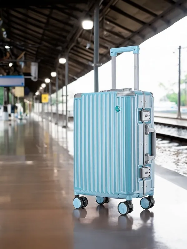 Medium: Polycarbonate Hard Case Suitcase with TSA Locks | Eight Wheels | 26 inch | Blush Pink