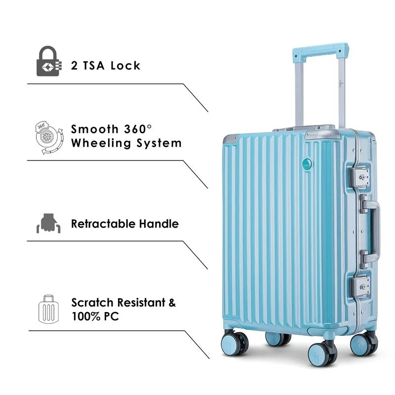 Medium: Polycarbonate Hard Case Suitcase with TSA Locks | Eight Wheels | 26 inch | Blush Pink