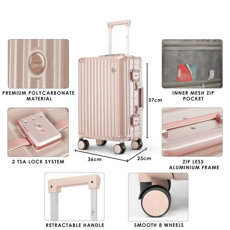 Medium: Polycarbonate Hard Case Suitcase with TSA Locks | Eight Wheels | 26 inch | Blush Pink