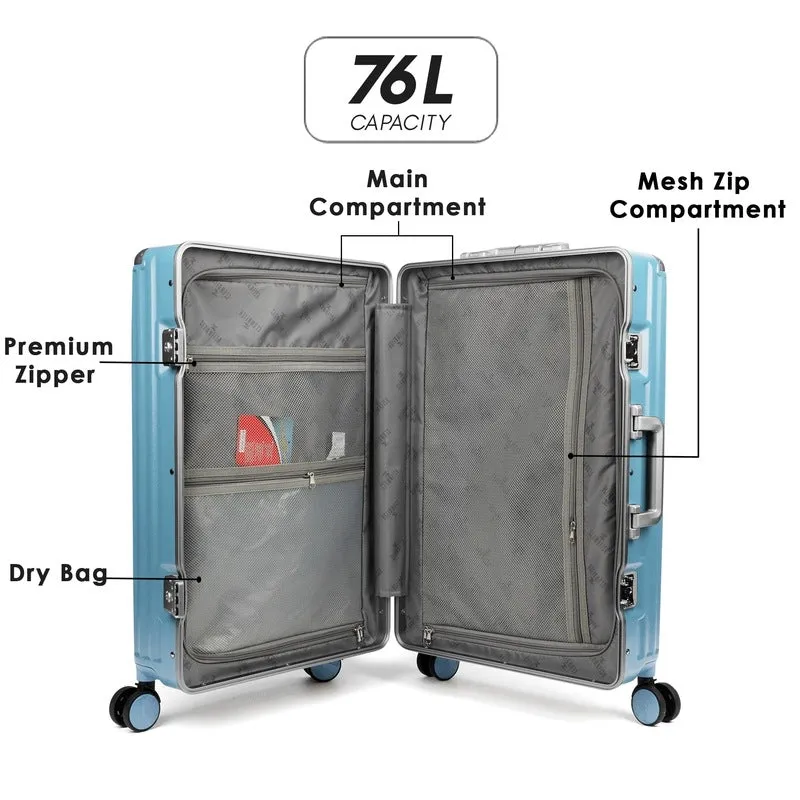 Medium: Polycarbonate Hard Case Suitcase with TSA Locks | Eight Wheels | 26 inch | Blush Pink